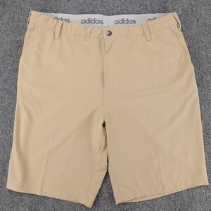 Adidas Mens Golf Shorts Khaki Tan Stretch Performance Waistband Size 38 Regular